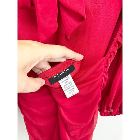 B Darlin Junior’s Ruched Bodycon Dress Size Extra Large Red NEW - Picture 6 of 7